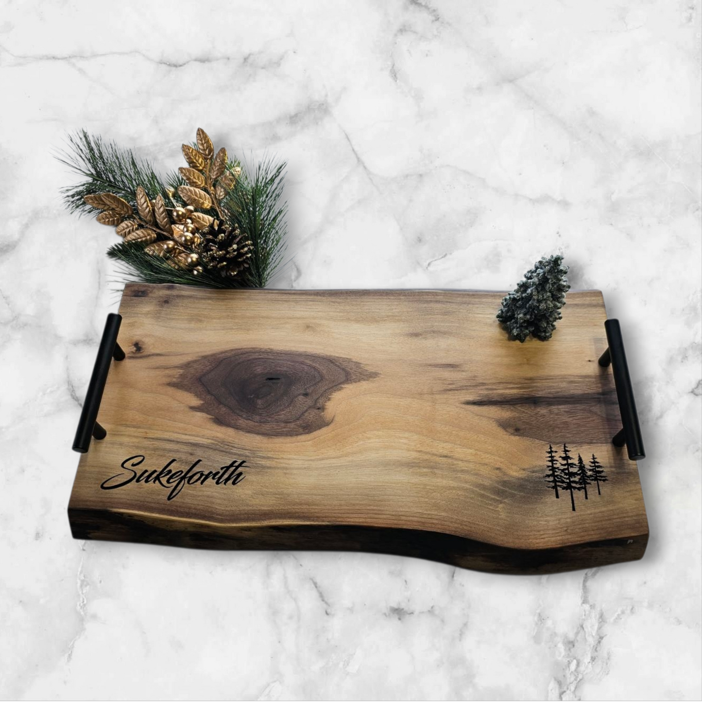 Live Edge Charcuterie Board with Trees